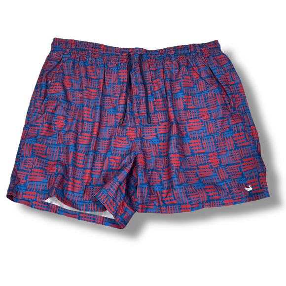 Southern Marsh Swim Trunks Shorts Men’s 3X Red Blue Geometric Lined Drawstring - Picture 1 of 8